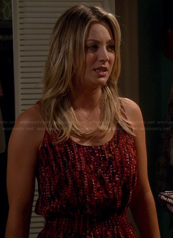 Penny's red printed dress on The Big BangTheory