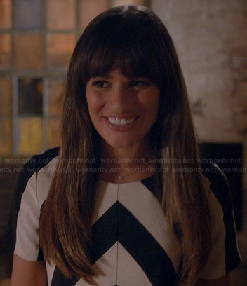 Rachel's black and white chevron striped top on Glee
