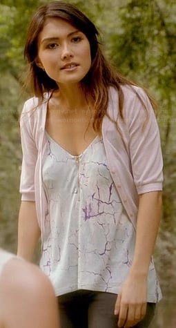 Sophie's crack printed zip front top on The Originals