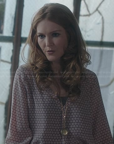 Abby's honeycomb print blouse on Scandal