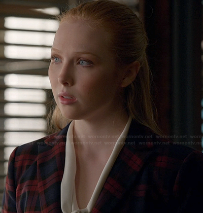 Alexis's navy and red plaid blazer on Castle