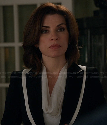 Alicia's black and white blazer on The Good Wife