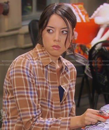 April's brown plaid shirt on Parks and Recreation