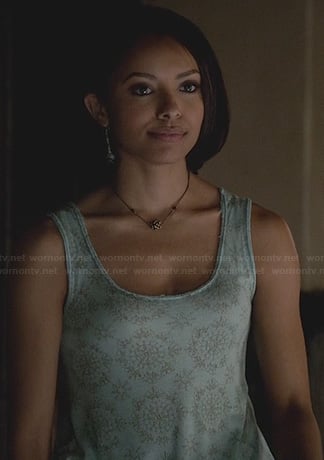 Bonnie's blue snowflake print tank top on The Vampire Diaries