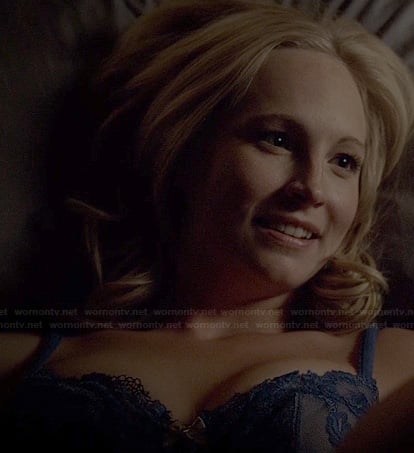 Caroline's blue lace bra on The Vampire Diaries