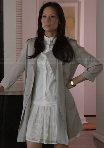 Joan's white drop waist dress on Elementary