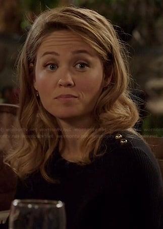 Julia's black sweater with gold shoulder buttons on Parenthood