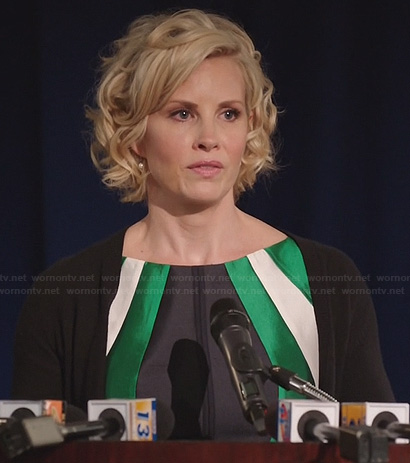 Kristina's green, black and white colorblock dress on Parenthood