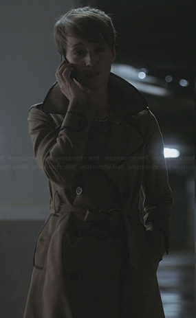 Margaux's contrast trim trench coat on Revenge