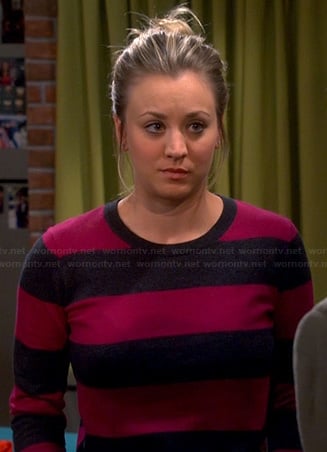 Penny's pink and navy striped sweater on The Big Bang Theory