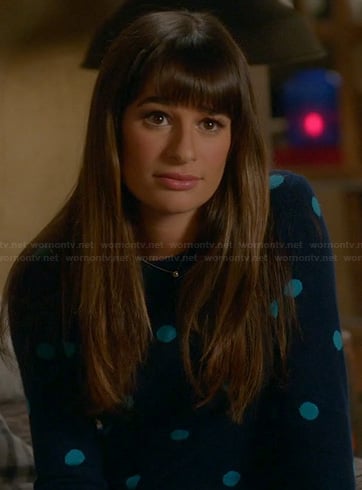 Rachel's blue polka dot sweater on Glee