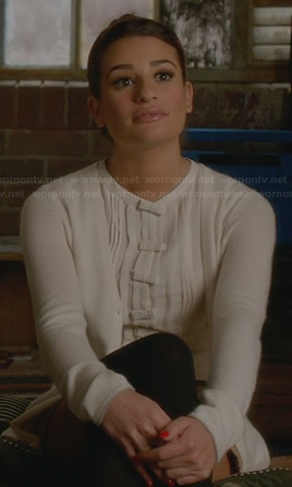 Rachel's white bow front blouse on Glee