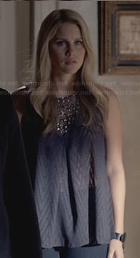Rebekah's embellished tank top on The Originals