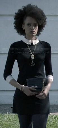Remy's black dress with white collar at Miranda's funeral on Ravenswood