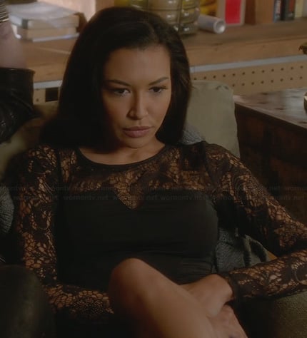 Santana's black long sleeved lace top on Glee
