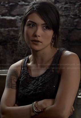 Sophie's grey crochet front top on The Originals