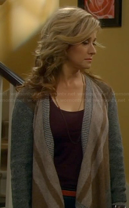 Vanessa's brown and grey draped cardigan on Last Man Standing