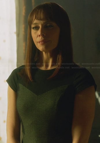 Amanda's grey and black front panel dress on Nikita