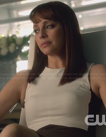 Amanda's white colorblock dress on Nikita
