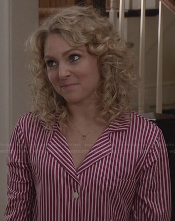 Carrie's red striped sleepshirt on The Carrie Diaries