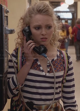 Carrie's striped henley tee on The Carrie Diaries