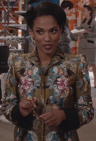 Larissa's gold embroidered jacket on The Carrie Diaries