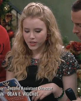 Lennox's black dress with embellished sleeves and shoulders on Melissa and Joey