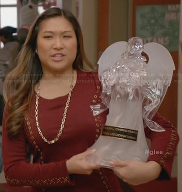 Tina's red grommet studded dress on Glee