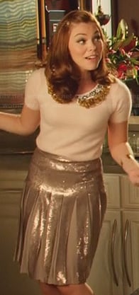 AnnaBeth's sequin pleated skirt and sweater with gold embellishments on Hart of Dixie