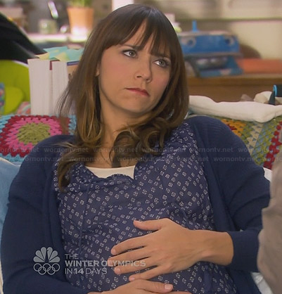 Ann's blue printed blouse on Parks and Recreation