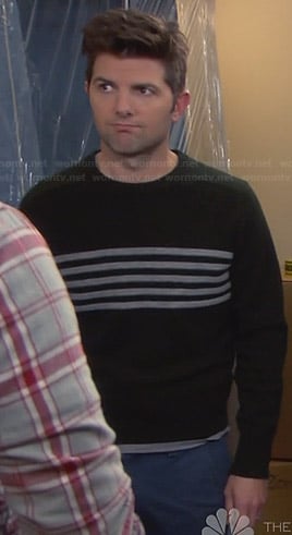 Ben's dark green sweater with stripes on Parks and Recreation