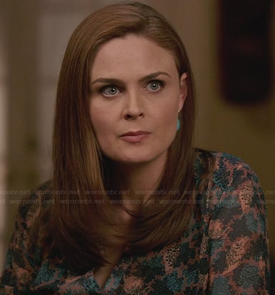 Brennan's pink and blue floral blouse on Bones