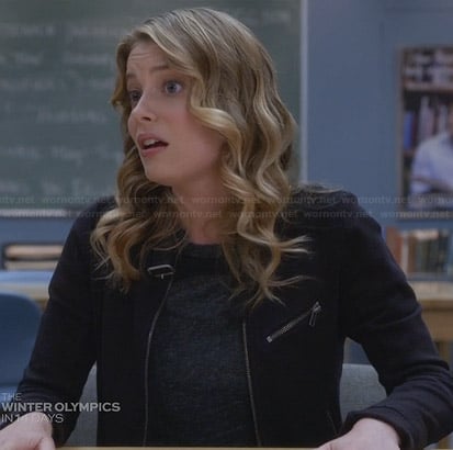 Britta's black buckle neck jacket on Community