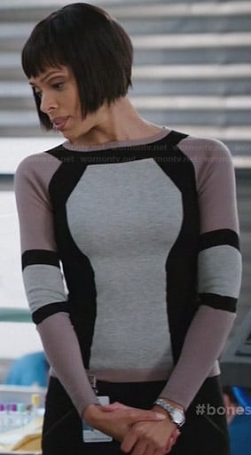 Camille's colorblock sweater on Bones
