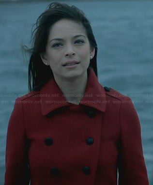 Cat's red coat with pleated back on Beauty and the Beast