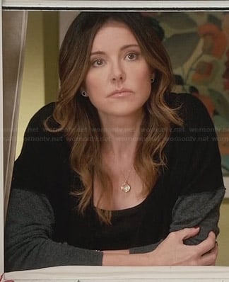 Ellie's black and grey colorblock cardigan on Cougar Town