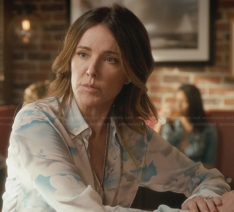 Ellie's cloud print blouse on Cougar Town