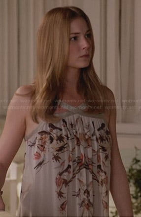 Emily's bird print maxi dress on Revenge