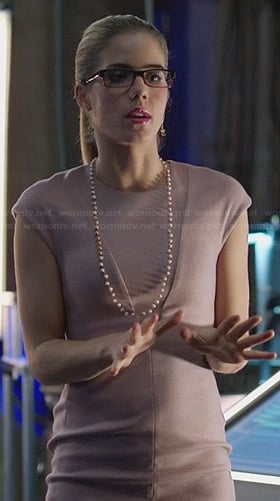 Felicity's soft purple cap sleeve dress on Arrow