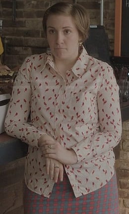 Hannah's bird print shirt and checked skirt on Girls