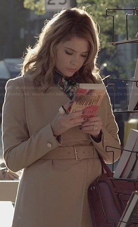 Hanna's camel belted coat on Pretty Little Liars