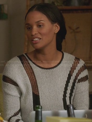 Jasmine's grey and black sweater on Parenthood