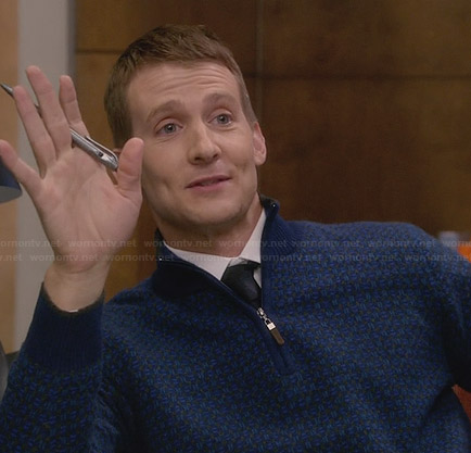 JC's blue zip sweater on House of Lies
