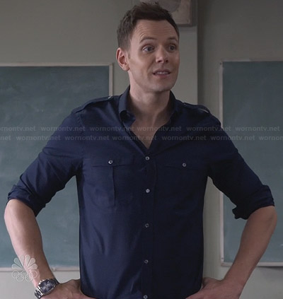 Jeff's navy blue button front shirt on Community