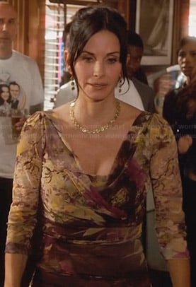 Jules's floral ruched dress on Cougar Town