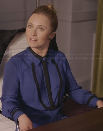 Juliette's blue shirt with black trim on Nashville