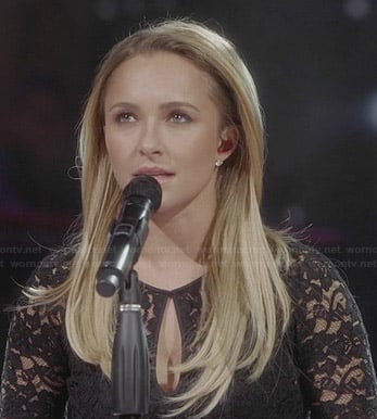 Juliette's black lace keyhole top on Nashville