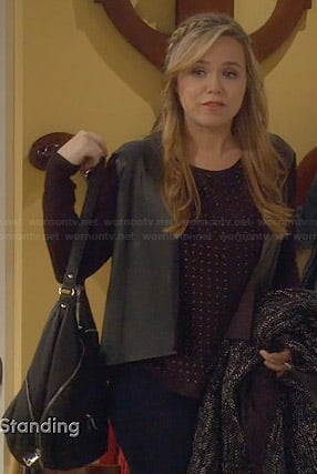 Kristin's black studded top and leather front jacket on Last Man Standing