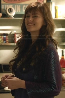 Layla's purple and blue leopard print robe on Nashville