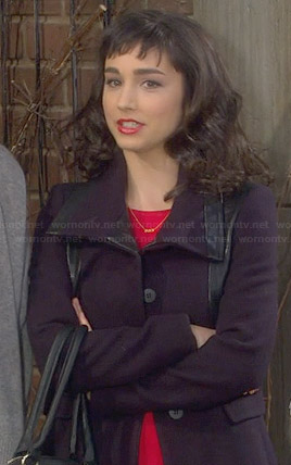 Mandy's black leather trimmed coat on Last Man Standing